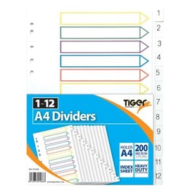 A4 1-12 PP Dividers Pack of 1