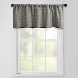 Bee and Willow Woven Basketweave Charcoal Rod Pocket Lined Curtain Valance