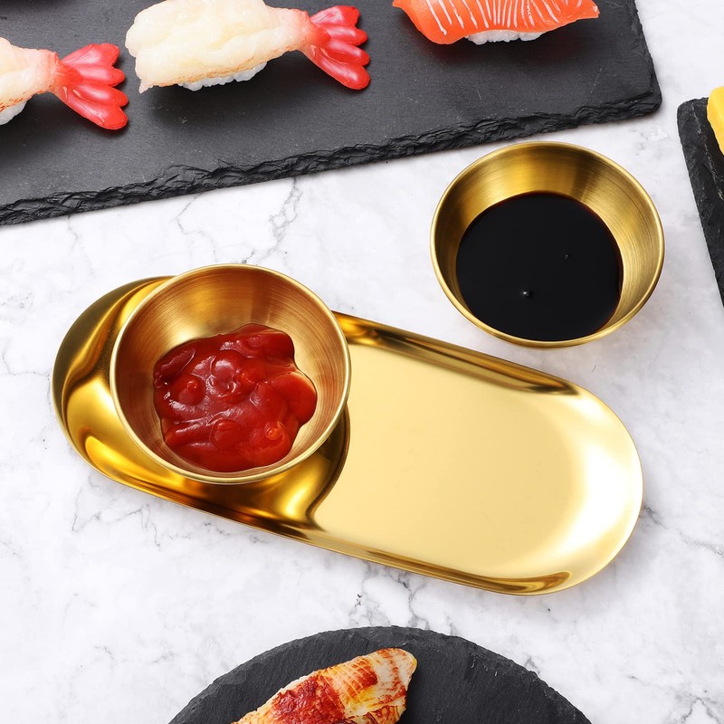 Golden Stainless Steel Sauce Dip Bowls Set of 6 with