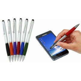 SyPen 2-in-1 Capacitive Touch Screen with Stylus Ballpoint Pen, Assorted... - 24 Pack, Assorted Silver