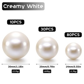 Hicarer 120 Pcs Pearl for Vase Pearls Bead for Centerpieces Makeup Brush Holder Filler Assorted Round Faux Beads for Wedding Home Decor, 14/20/ 30 mm(Creamy White)