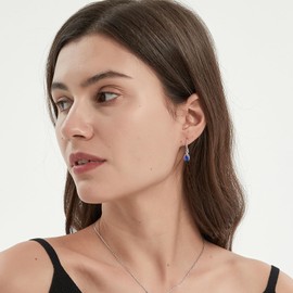 Infinity Birthstone Earrings 925 Sterling Silver Teardrop Infinity Drop Dangle Earrings Birthstone Jewelry Birthday Christmas Gifts for Women Her Mother Wife (04-Created Diamond-Apr.)