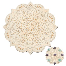 WEBEEDY Mandala Crystal Grid Wooden Boards for Decor, 25cm/9.84'' Flower Crystal Board Wood Crystal Tray Wall Art for Creative Activities Birthday Parties Shelf Desktop Home Decoration