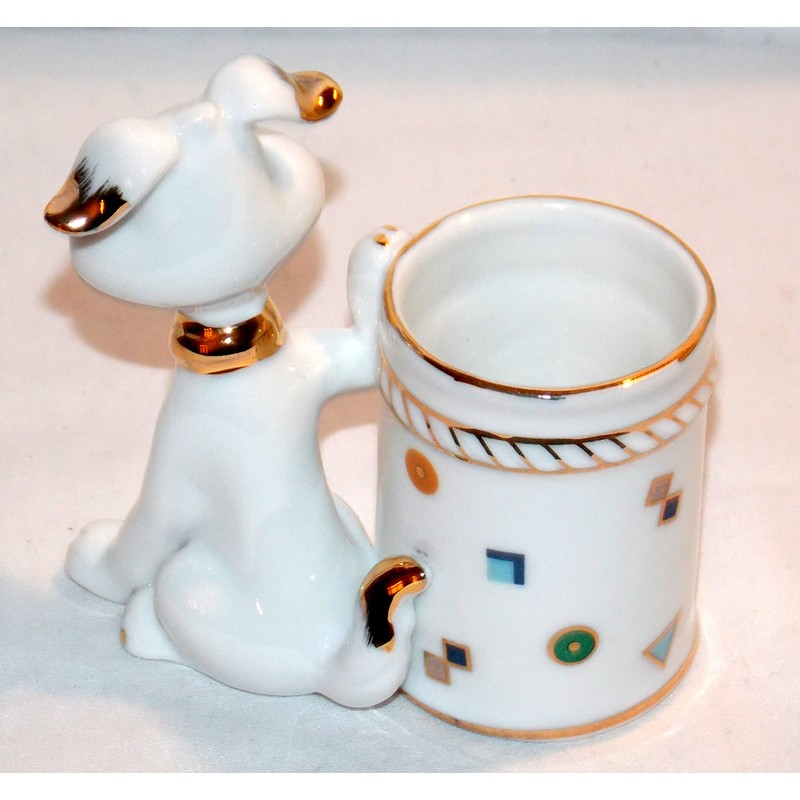 Porcelain Puppy Dog Wearing a Tie Kitchen Toothpick Holder