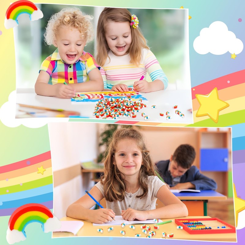 JUNEBRUSHS 150Pcs Rainbow Mini Erasers, St. Patrick's Mini Erasers Cute