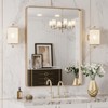 LOAAO 24”X32” Gold Bathroom Mirror, Rounded Rectangle Gold Frame Mirror,