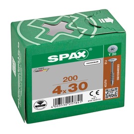 SPAX 681030400303 Flat Back Panel Head for Body, Partial Thread, Rear Panel Head, T-Star Plus, 4CUT, Nickel-Plated Body Screw, Grey/Silver, 4 mm x 30 mm
