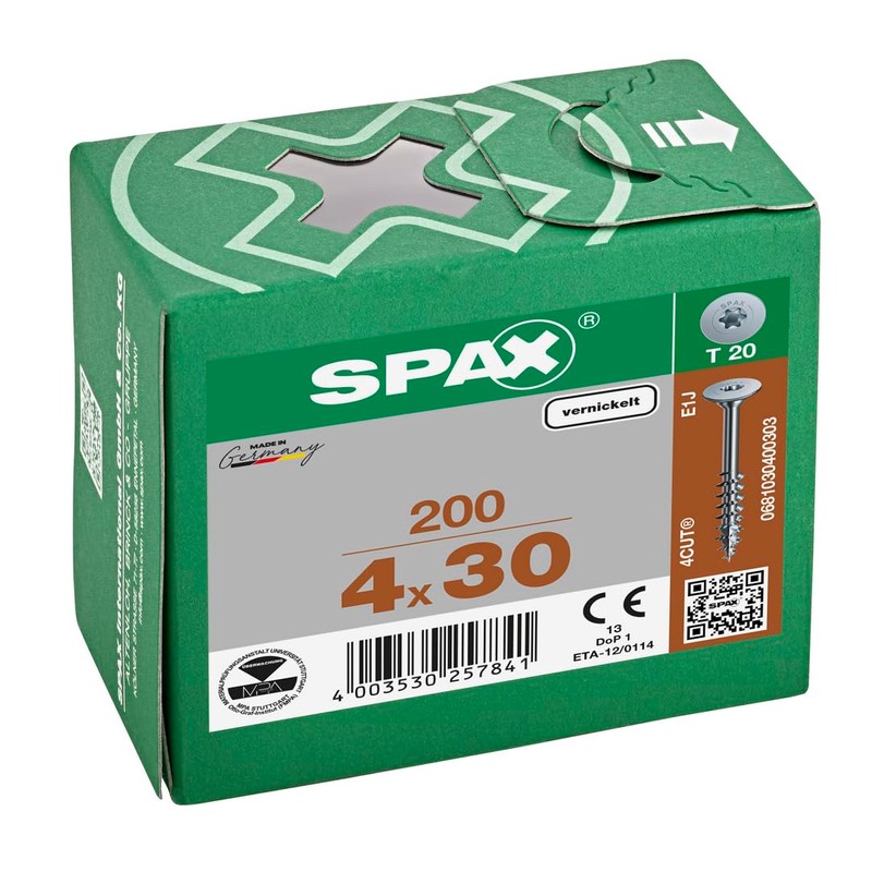 SPAX 681030400303 Flat Back Panel Head for Body, Partial Thread,