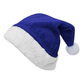 LKQBBSZ Santa Hats with White Cuffs Adult Christmas Hats Short Plush Christmas Costume Hats for Holidays Xmas Party Supplies (Dark blue)