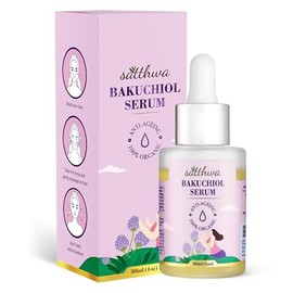 Satthwa Suero Facial Orgánico De Bakuchiol Reafirmante, Antienvejecimiento Y Reduce Arrugas Y Líneas De Expresión. Con Vitamina C Y Extracto De Raíz  