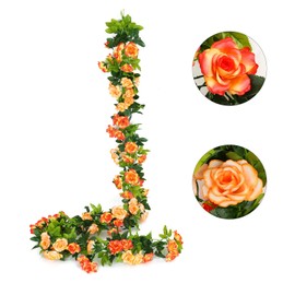JUSTOYOU 2 Pack (15.8FT) Fake Rose Garland, Artificial Rose Vines Flowers Hanging Silk Rose Vine Wedding Home Backdrop Party Arch Arrangement Decoration