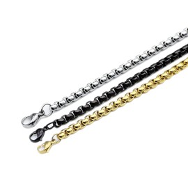 Stainless Steel Link Curb Chain Necklace for Men Women Jewelry 3 Pack 3.3MM