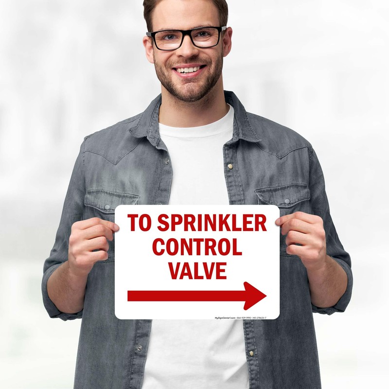 To Sprinkler Control Valve with Right Arrow Sign, 10x7 Inches,