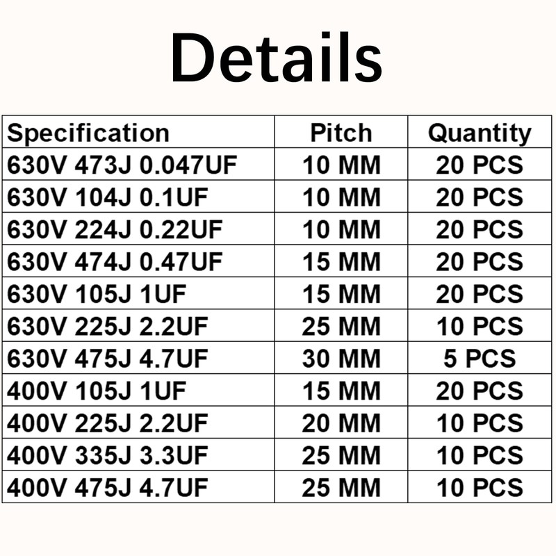 XUGERIP 10pcs 400V 335J 3.3UF CB22 Metallized Polypropylene Polyester Film