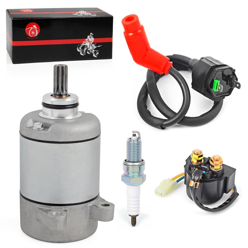 Starter Motor & Relay Ignition Coil Spark Plug Kit Compatible