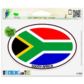 South Africa Euro Flag Oval Vinyl Car Bumper Window Sticker 3" x 2"