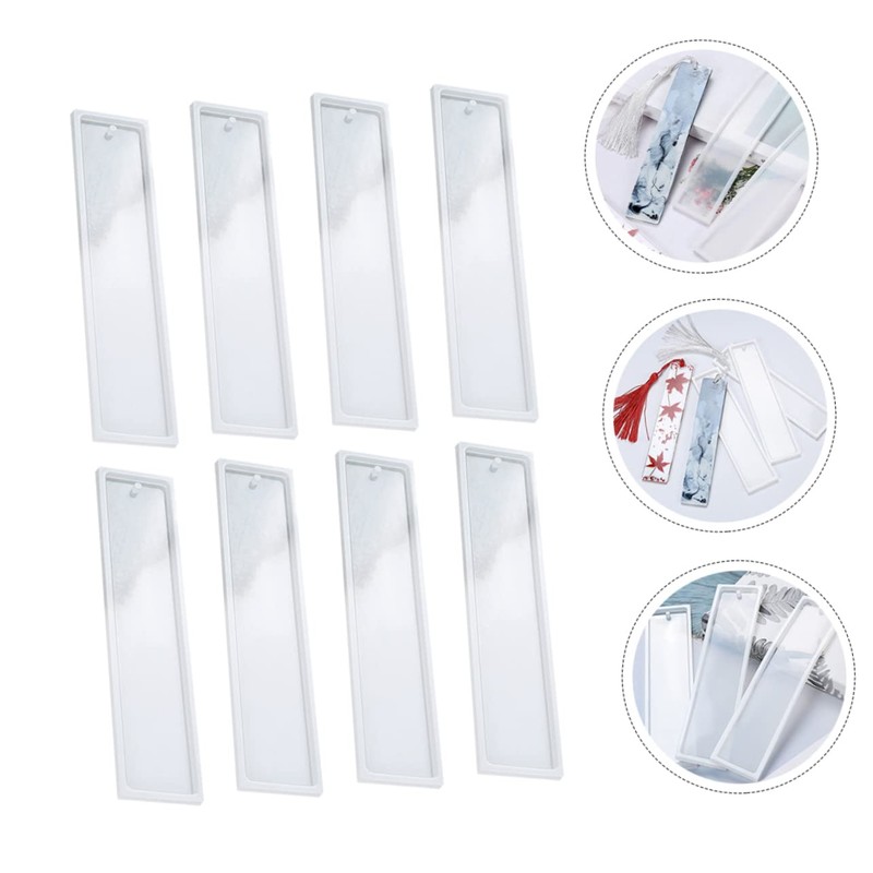 OHPHCALL 8Pcs Bookmark Mold for DIY Crafting Rectangular Epoxy Bookmark