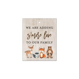 Adding S'More Love to Our Family Baby Shower Favor Tags (2" x 2.5") - 24 Count (Woodland)