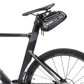 WILD MAN 1.2L Quick Release Hard Shell Rainproof Bike Saddle Bag Under Seat Pouch for Mountain Road Bike MTB Cycling(XT7, Sun Pattern)