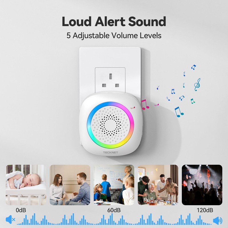 TECKNET Wireless Door and Window Open Sensor Alarm Chime, 1000Ft