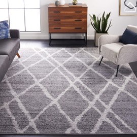 SAFAVIEH Adirondack Collection Area Rug - 9' x 12', Ivory & Silver, Modern Moroccan Design, Non-Shedding & Easy Care, Ideal for High Traffic Areas in Living Room, Bedroom (ADR128B)