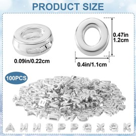 Alpinleux 100 Pcs Silver Alphabet Letter Beads, Bulk A-Z Resin Pendants, 3D Loose Letter Beads, Plastic Initial Charms for Jewelry Making, Key Chains, Crafts (Silver)