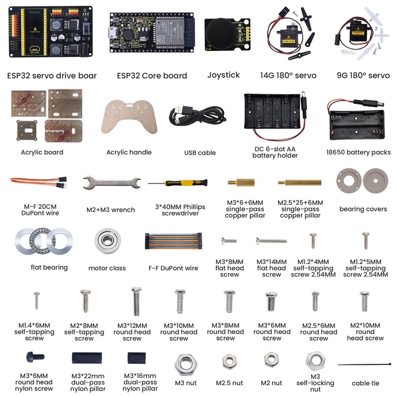 KEYESTUDIO ESP32 Smart Robot Arm Kit for Arduino with Joystick,