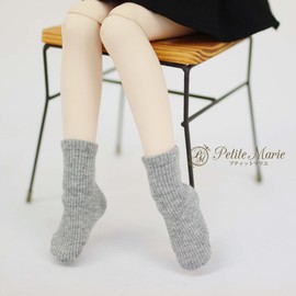 [Petite Marie] 1/3 MDD MSD Compatible Plain Socks, Bare Telecom 3-piece Set, High Socks, Over the Knee High Socks, Left and Right Designated Socks, Light Gray, Socks, Casual, 15.7 inches (40 cm), Doll