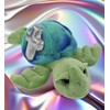 DolliBu Blue Tie-Dye Green Sea Turtle Stuffed Animal with Silver