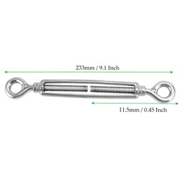 MAHIONG 10 PCS M10 Eye & Eye Turnbuckle, 3/8 Inch 10mm Thick 304 Stainless Steel Turnbuckles Hardware for Tensioning Cable Wire Rope, Adjustable Length 9" - 14"