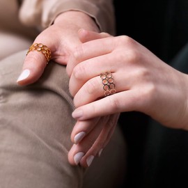 ALEXASCHA Mother Daughter Gift • Ring Set of 2 Statement Rings in Silver and Gold • Mother's Day Gift • Jewellery Set Adjustable from Size 60 (Diameter 19 mm), Stainless Steel