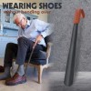 ZOMAKE Extra Long Shoe Horn Long Handle Metal Long Shoehorn