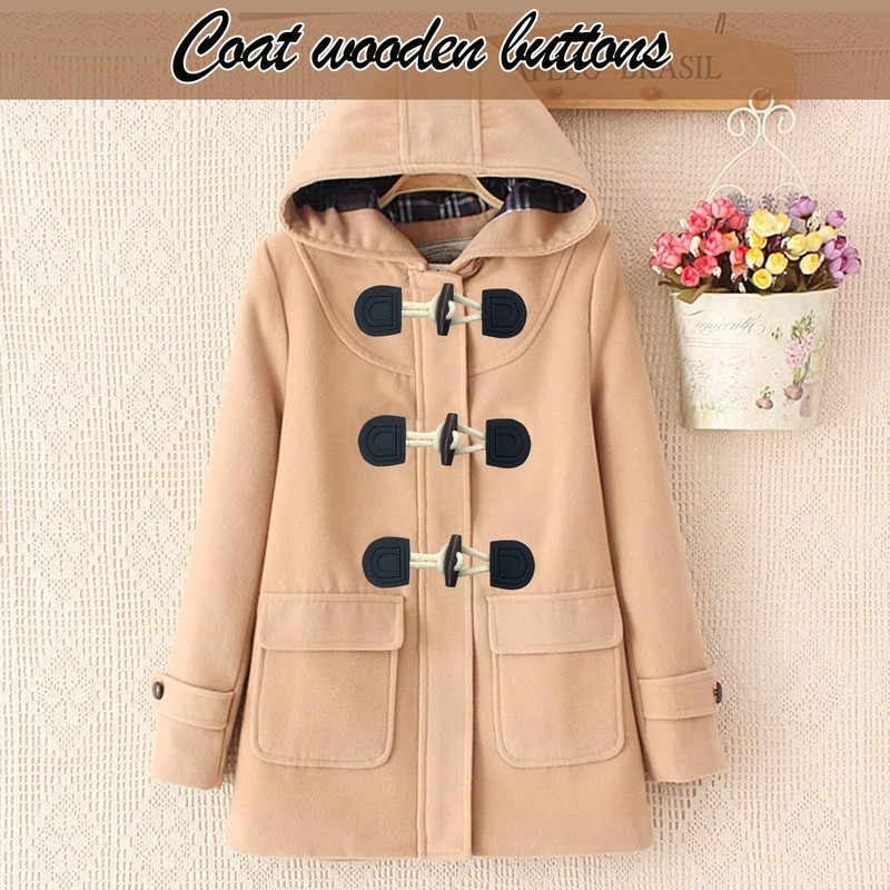 DHER 4 Pairs Leather Buttons Toggle Buttons Wooden Buttons Closure