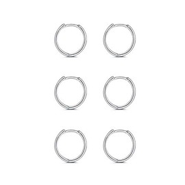 925 Sterling Silver Hoop Earrings for Women - 3 Pairs Hypoallergenic Lightweight Hoops Fashion Earrings Cartilage Earring Small Hoop Earrings for Women Men (3 pairs 6mm)