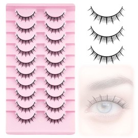 JUGUTA 10 Paare 3D Falsche Wimpern, Natural Künstliche Wimpern Extensions Fake Lashes Mit Wimpernclip, D Curl Russian Strip Lashes Wispy Fluffy Lashes Für Augen Make-Up (Kurz)