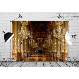 Loccor Fabric 5x4ft Luxurious Palace Backdrop for Photography Palais Garnier Medieval Chandelier Opera House Paris France Background Wedding Ceremony Photoshoot Girls Lover Portrait Photo Studio Props
