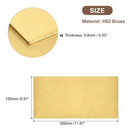 TA-VIGOR 1Pcs H62 Brass Sheet, 300mm x 150mm x 0.8mm Metal Sheet Brass Plates for DIY Crafts, Electrical, Repairs, Industry