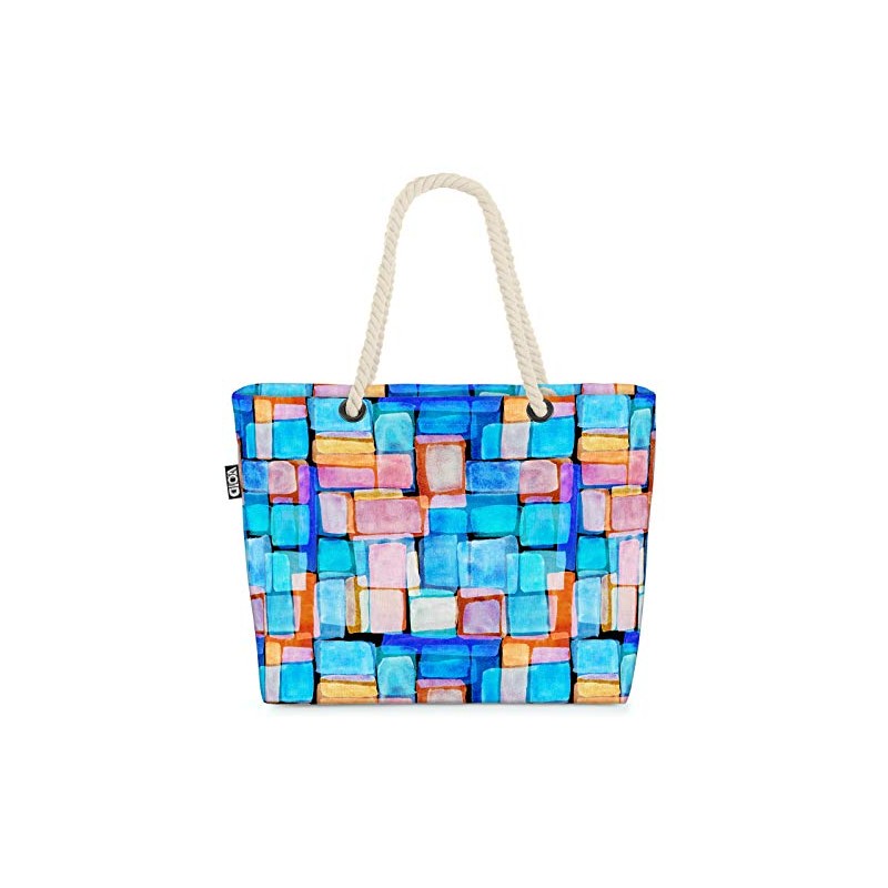 VOID Colourful Squares Beach Bag Shopper 58 x 38 x