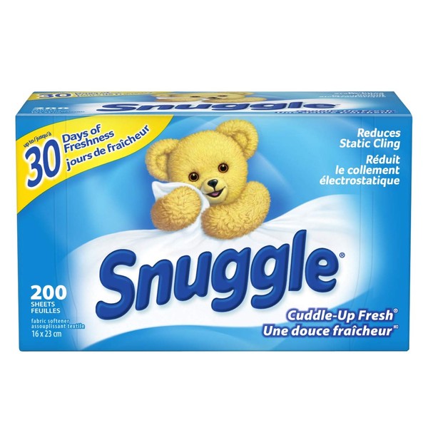 Snuggle Cuddle-Up Fresh Dryer Sheets (200 count), Softener for Laundry to Control Static and Reduce Wrinkles, Long Lasting Fabric Softener with Fresh Laundry Scent, Blue