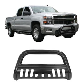 IKON MOTORSPORTS Bull Bar Compatible with 2007-2014 Chevy Silverado GMC Sierra 2500 3500HD, T304 Stainless Steel 3" Tube Black Front Bumper Push Grille Guard