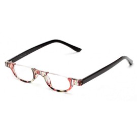 The Hunter Colorful Retro Half Under Frame Rimless Round Vintage Reading Glasses +2.00 Red Stripe (Carrying Case Included)