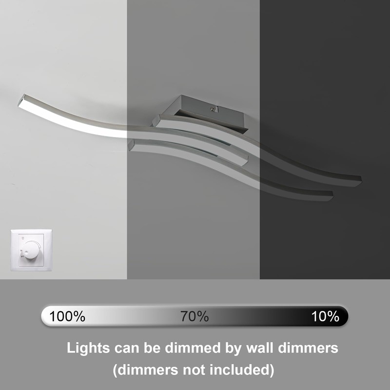 EDISLIVE Modern Dimmable LED Ceiling Light Curved 3 Light 22.5
