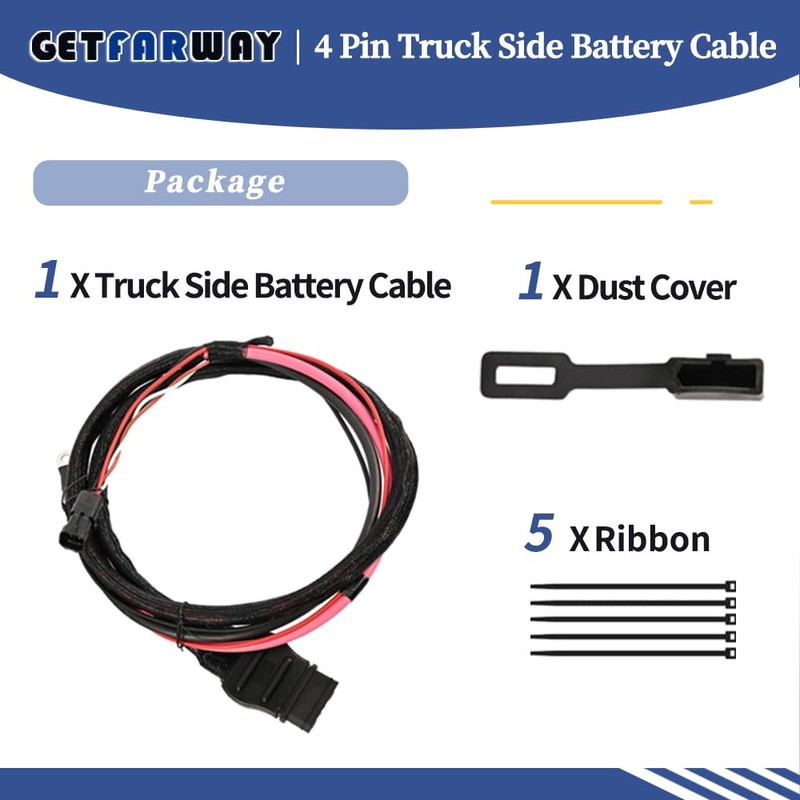 Getfarway 42014 4 Pin Battery Cable Truck Side Compatible with