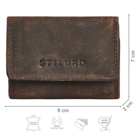 STILORD 'London' Mini Wallet Women's Small Leather Wallet Men's with RFID Protection Purse Vintage Wallet Genuine Leather – Ideal Size for Pocket and Handbag, Crete - Brown, coin purse