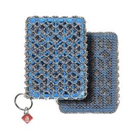 Knapp Made Combo Chainmail Cast Iron Scrubber with Silicone Core - Heavy Duty Rings and Fine Chainmail Rings -Premium Cast Iron Cleaner Chainmail Scrubber -Perfect for Cast Iron Cookware,Skillet,Woks