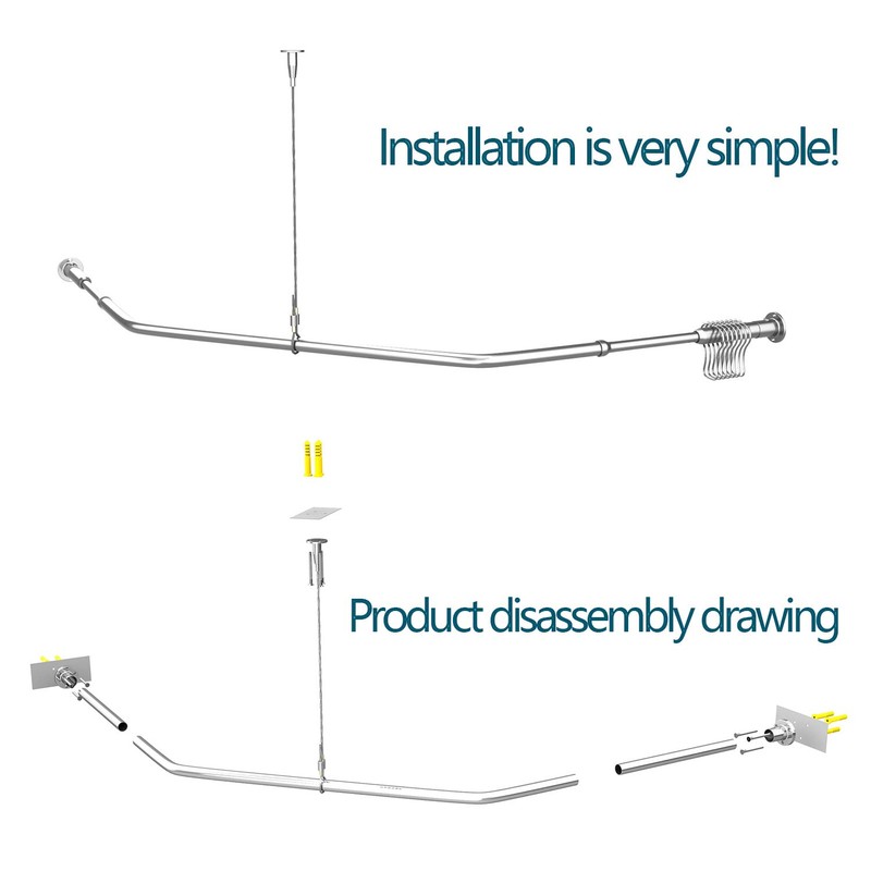 Quany Life Corner Shower Curtain Rod - 304 Stainless with