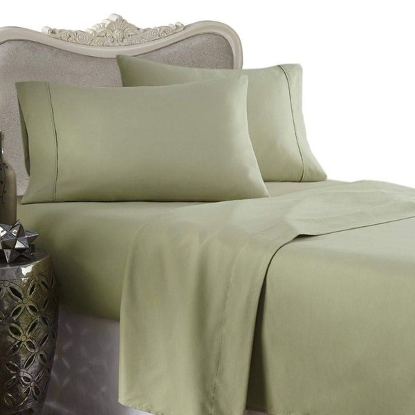 Luxurious GREEN Solid/Plain, DOUBLE Size, 1200 Thread Count Ultra Soft