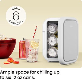 Iceman Portable Mini Fridge – Fits 6 x 12 oz Cans, Cooler and Heater Mini Fridge for Bedroom, Car, Office, Dorm and Skincare, AC/DC Car Plug-Compatible - White