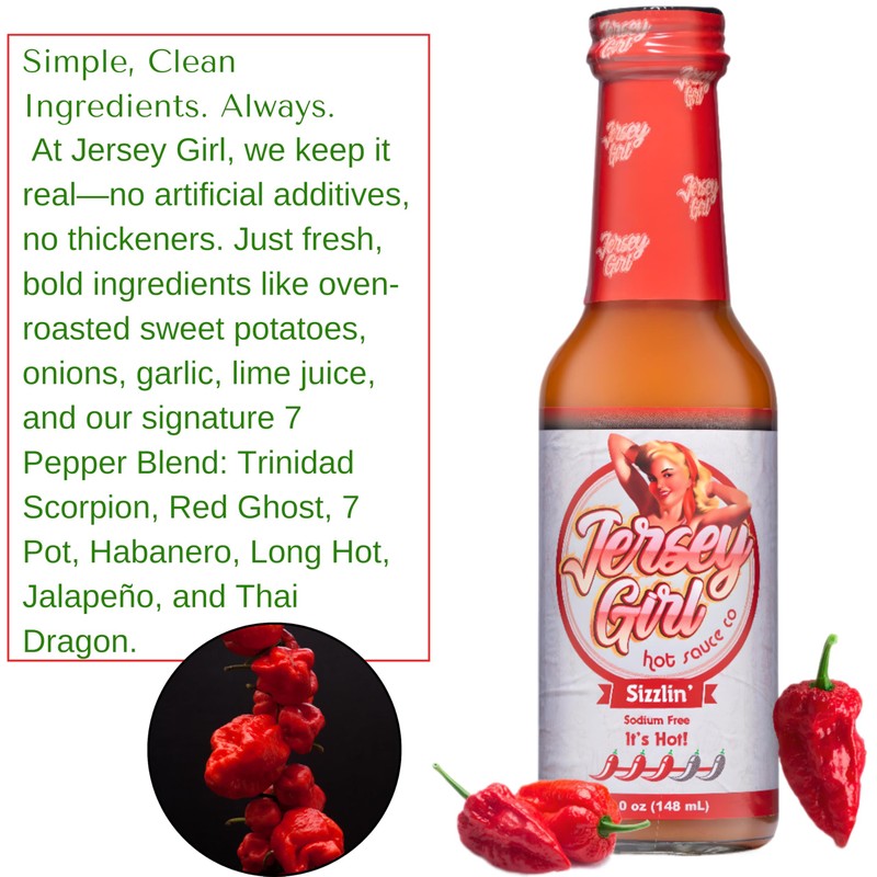 Jersey Girl Sizzlin' No Sodium/Salt Free Hot Sauce - Made