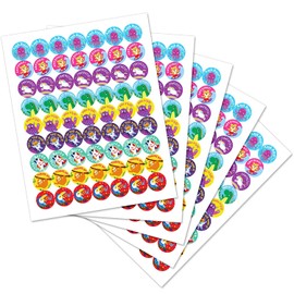 Sweetzer & Orange Reward Stickers for Teachers, 1008 Decals for Kids in 9 Designs, 1 Inch School Tags on Sheets, Classroom Teacher Supplies, Potty Training Badges and Motivational Chart
